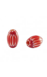 Millefiori tube bead 9x6mm - Red